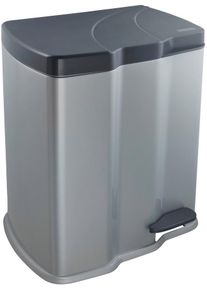 M&uuml;lleimer keeeper "gunnar", grau (silberfarben, anthrazit), B:39,5cm H:43cm T:29cm, Kunststoff, M&uuml;lleimer, M&uuml;lleimer, Treteimer 7 l + 15 l, mit 2 Abfallbeh&auml;ltern, Made in Europe