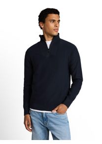 Strickpullover Tom Tailor Denim, Herren, Gr. L, blau (sky captain), Strick, Obermaterial: 100% Baumwolle, unifarben, regular fit taillenbedeckt, ohne Ausschnitt, Rippb&uuml;ndchen, Pullover Strickpullover, mit Rippb&uuml;ndchen