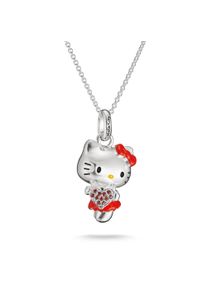 Kette mit Anh&auml;nger Thomas Sabo "Thomas Sabo ♡ Hello Kitty Kette mit Herz" Gr. 50, silberfarben, schwarz, rot, gelb, wei&szlig;, dunkelrot, kristallwei&szlig;, rot, Halsketten, Damen, 50, Metall, Kette mit Anh&auml;nger, mit Zirkonia (synth.) - Emaille