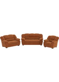 Polstergarnitur COTTA "Casino, 3tlg. Set, Sofa Wohnzimmer Garnitur, Wellenunterfederung", braun (terra), H:88cm, Holzwerkstoff, Sitzm&ouml;bel-Sets, Polstergarnitur, Polstergarnitur, auch als Set erh&auml;ltlich
