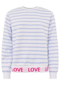 Sweatshirt Zwillingsherz "Love Love Love", Damen, Gr. S, hellblau, Obermaterial: 50% Baumwolle, 50% Polyester, Sweatshirts Sweatshirt, gestreift, Rundhals, elastische B&uuml;ndchen mit Love-Schriftzug