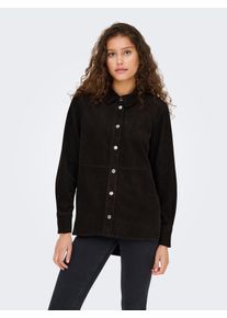 Jacqueline de Yong Hemdbluse JDY "JDYSHIRAZ L/S LONG SHIRT PNT NOOS", Damen, Gr. S, schwarz (chocolate torte), Web, Obermaterial: 100% Baumwolle, unifarben, loose fit Po-bedeckend, Blusen Hemdbluse, Baumwolle, loose fit