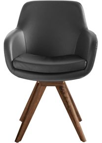 Esszimmerstuhl Musterring "Tavia", grau (dunkelgrau, wild, nussbau), B:62cm H:86cm T:66cm, St&uuml;hle, Esszimmerstuhl, Stativgestell Wildnussbaum, Drehfunktion optional, diverse Farben