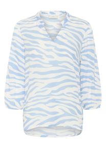Langarmbluse Kaffe "Damen Bluse langarm KAedita", Damen, Gr. 40, blau (soft chambray, chalk graphic), Obermaterial: 100% Viskose LENZING ECOVERO CV LenzEcov., Blusen Langarmbluse