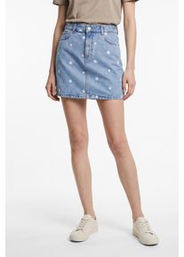 Jeansrock Only "ONLSTELLA DAISY SHORT SKIRT DNM AZG", Damen, Gr. L (40), blau (light blau denim detail:daisy emb), Denim/Jeans, Obermaterial: 100% Baumwolle, kurz, R&ouml;cke Jeansrock