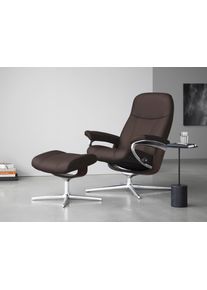 Relaxsessel stressless "Consul", braun (chocolate paloma), B:78cm H:97cm T:70cm, Leder PALOMA: PALOMA ist ein durchgef&auml;rbtes Semianilin-M&ouml;belleder mit nat&uuml;rlicher Narbung., Sessel, Relaxsessel, mit Cross Base, Gr&ouml;&szlig;e S, M & L, Holzakzent Wenge