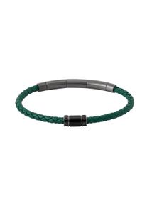 Armband Police "Carbon", gr&uuml;n, schwarz, gunfarben, Armb&auml;nder, Herren, 22cm, Edelstahl Leder, Edelstahl, Leder, Armband