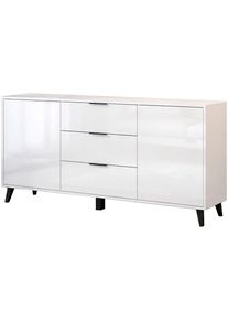 Sideboard OTTO HOME "OSLO &ndash; Modernes Stauraumm&ouml;bel mit Schubladen und Schrankf&auml;chern", wei&szlig; matt, wei&szlig; hochglanz, B:150cm H:76cm T:39,5cm, Holzwerkstoff, Sideboards, Sideboard, Verstellbare B&ouml;den, praktische Griffe und hohe F&uuml;&szlig;e vereint