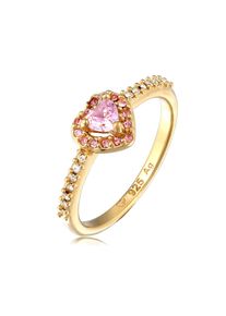 Silberring Elli "Ring Herz Zirkonia Wei&szlig; 925 Sterling Silber" Gr. 56, gold, Fingerringe, Damen, 56, Silber 925 (Sterlingsilber), Silberring