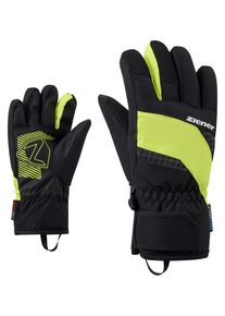 Skihandschuhe Ziener "LUUKI-Z AQUASHIELD JUNIOR", Kinder, Gr. 7, schwarz.lime gr&uuml;n, Kunstfaser, Handschuhe Skihandschuhe, wasserdicht, winddicht, atmungsaktiv, warmes Fleece Futter