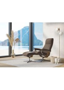 Relaxsessel stressless "View", braun (mole batick), B:82cm H:109cm T:81cm, Leder BATICK: BATICK ist ein leicht korrigiertes, durchgef&auml;rbtes und genarbtes M&ouml;belleder, bei dem die meisten Unebenheiten und Spuren in der Regel entfernt wurden., Sessel, Relaxsessel, mit Cross Base, Gr&ouml;&szlig;e S, M & L, Holzakzent Eiche