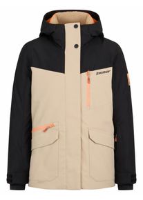 Skijacke Ziener "AKONIA-Z AQUASHIELD M&Auml;DCHEN", M&auml;dchen, Gr. 152, soft taupe tex, Obermaterial: 100% Polyester. Futter: 100% Polyamid. Futter 2: 100% Polyester. Wattierung: 100% Polyester, Jacken Skijacke, wasser- u. winddicht, atmungsaktiv, warm, reflektierende Elemente