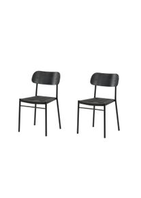 Esszimmerstuhl VENTURE HOME, schwarz (schwarz, schwarz, schwarz), B:45cm H:80cm, Polyester, Sperrholz, Stahl, St&uuml;hle, Esszimmerstuhl, Polsterstuhl, Stoffbezug, schwarze Stahlbeine, schlank, minimalistisch