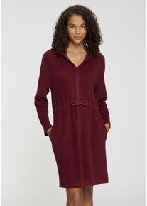 Bademantel, Damen, Gr. 48/50, rot (bordeaux), Graumeliert (Obermaterial): 70% Baumwolle, 30% Polyester. Obermaterial: 80% Baumwolle, 20% Polyester. Futter: 60% Baumwolle, 40% Polyester. Futter 2: 90% Baumwolle, 10% Polyester. Kapuze: 60% Baumwolle, 40% Polyester. Taschenbeutel: 60% Baumwolle, 40% Polyester, VIVANCE DREAMS BY LASCANA, unifarben, Midil&auml;nge, Hausm&auml;ntel Bademantel, mit Kordelzug