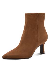 Stiefelette Tamaris, Damen, Gr. 38, braun, Veloursleder, unifarben, Schuhe Stiefelette, Trichterabsatz, Ankleboots mit zweckm&auml;&szlig;igem Innenrei&szlig;verschluss