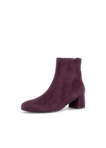 Stiefelette Gabor, Damen, Gr. 43, lila (mulberry), Ziegenveloursleder, unifarben, Schuhe Stiefelette, Blockabsatz, Ankleboots mit praktischem Rei&szlig;verschluss, schmale Form