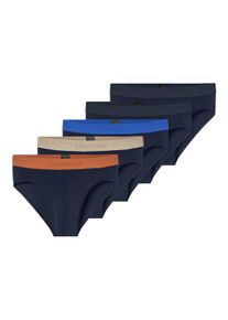 Slip Schiesser "Slip Slips 5P 95/5 5er Pack", Herren, Gr. L, bunt (blau, beige, orange), Obermaterial: 95% Baumwolle CO. 5% Elasthan EL., Unterhosen Slip