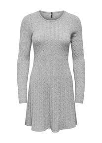 Strickkleid Only "ONLIBI LS O-NECK CABLE DRESS CC KNT", Damen, Gr. XL, N-Gr, grau (light grau melange), Strick, Obermaterial: 50% Viskose, 27% Nylon, 23% Polyester, unifarben, regular fit kurz, Rundhals, Kleider Strickkleid, Viskosemischung, regular fit