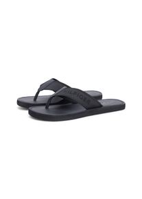 Zehentrenner Tommy Hilfiger "HILFIGER LEATHER BEACH SANDAL", Herren, Gr. 47, Textil, schwarz, Schuhe Zehentrenner, Sommerschuh, Flat mit modischer Logostickerei