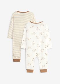 bonprix Pijama tip salopetă din bumbac organic 100% (set/2 buc.), alb, 92/98