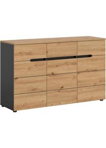 Kommode Home Affaire "REHAT, TOPSELLER", braun (artisan eiche nachbildung, basalt grau), B:130cm H:81cm T:40cm, Holzwerkstoff, Sideboards, Kommode, Sideboard, Anrichte, Schrank, Board, Highboard