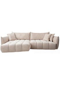 Lomoco Ecksofa, Beige, Kunststoff, F&uuml;llung: Silikon,Silikon, Ottomane links, L-Form, 302x156 cm, Hocker erh&auml;ltlich, Stoffauswahl, seitenverkehrt erh&auml;ltlich, Wohnzimmer, Sofas & Couches, Wohnlandschaften, Ecksofas