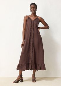 Maxikleid aus reinem Leinen, braun, Gr&ouml;&szlig;e 48, Leinen, bonprix