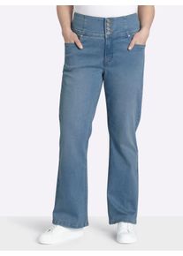 sheego Damen High-waist-Jeans mit Stretcheinsatz am Bund in blue-stone-washed ,Gr&ouml;&szlig;e 54, Witt, 96% Baumwolle, 4% Elasthan