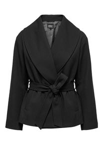 Kurzmantel Only "ONLAUGUSTA LIFE SHORT COAT OTW", Damen, Gr. XS, schwarz (schwarz detail:solid color), Web, Obermaterial: 100% Polyester, unifarben, kurz, V-Ausschnitt, M&auml;ntel Kurzmantel, Kunstfaser