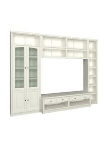 Wohnwand OTTO HOME "Soeren, 1 TV-Lowboard, 1 Wandregal, 1 B&uuml;cherregal, 1 Vitrine", cremewei&szlig;, B:278cm H:220cm T:45cm, Massivholz, Kastenm&ouml;bel-Sets, Wohnwand, aus massiver Kiefer, T/B/H 45cm/278cm/220cm