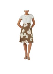 s.Oliver BLACK LABEL, Damen, Etuikleid Ohne Taschen Tailliertes Etuikleid aus Baumwoll-Elasthan-Mix und gebl&uuml;mt, NOUIGAT AOP, 34 - N-Gr, Kleid von 