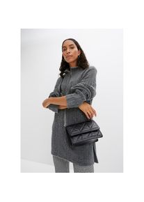 bonprix, Damen, Longpullover mit Stehkragen und Rei&szlig;verschluss im Troyer-Look, Zopfstrickmuster, anthrazit meliert, 40/42 (M), Longpullover mit 