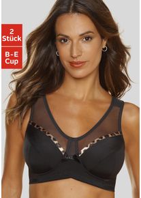 Entlastungs-BH "BH ohne B&uuml;gel, Komfort-BH, b&uuml;gelloser BH, Soft-BH", Damen, Gr. 95, Cup D, orange (schwarz, terracotta), Microtouch, Obermaterial: 75% Polyamid, 25% Elasthan, PETITE FLEUR BY LASCANA, Basic, eng, BHs Entlastungs-BH, mit breiten Tr&auml;gern, bequemer BH, gro&szlig;e Gr&ouml;&szlig;en, Topseller
