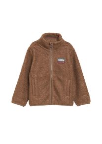 Pl&uuml;schjacke s.Oliver JUNIOR, Jungen, Gr. 140, braun, Web, Obermaterial: 100% Polyester. Futter: 100% Polyester, unifarben, h&uuml;ftlang, Jacken Pl&uuml;schjacke, Elastikbund, Eingrifftaschen, Badge