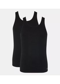 Tanktop Sloggi "men GO ABC 2.0", Herren, Gr. L, schwarz, Single Jersey, Obermaterial: 95% Baumwolle, 5% Elasthan, unifarben, regular fit h&uuml;ftlang, Rundhals, Tops Tanktop, Rundhalsausschnitt, &auml;rmellos, Regular Fit, Baumwollmischung