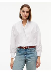 Langarmbluse Tommy Hilfiger "POPLIN BLOUSE WITH RUFFLES", Damen, Gr. 46, optic wei&szlig;, Web, Obermaterial: 100% Baumwolle, unifarben, normal, Blusen Langarmbluse, Baumwolle, mit R&uuml;schen Detail, Topseller