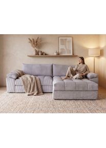 Ecksofa OTTO HOME "Soft&Cosy Pik XXL, L-Form, B: 303 cm, Mega Sofa in Cord", grau (taupe), B:303cm T:187cm, 100% Polyester, Sofas, Ecksofa, Lounge-Komfort mit edler Sitzsteppung, Federkern