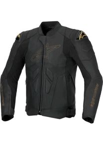 Alpinestars Dusk, leather jacket , color: Black/Gold , size: 52