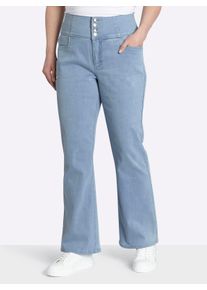 sheego Damen High-waist-Jeans mit Stretcheinsatz am Bund in blue-bleached ,Gr&ouml;&szlig;e 50, Witt, 96% Baumwolle, 4% Elasthan