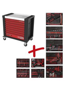 PERFORMANCEplus Werkstattwagen P30, mit 706 Werkzeugen, 7 Schubladen KS Tools