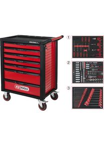 Werkstattwagen RACINGline, mit 215 Premium-Werkzeugen, 7 Schubladen KS Tools