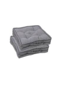 Gartensitzkissenset, Grau, Textil, 2-teilig, Uni, F&uuml;llung: Polyester, Hohlfaser, quadratisch, 40x8x40 cm, Oeko-Tex&reg; Standard 100, pflegeleicht, hochwertige Qualit&auml;t, langlebig, f&uuml;r den Au&szlig;enbereich geeignet, Gartenm&ouml;bel, Gartenpolster & Auflagen, Gartenkissen