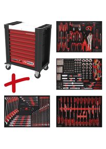 PERFORMANCEplus Werkstattwagen P10, mit 241 Werkzeugen, 8 Schubladen KS Tools
