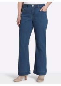 sheego Damen Bootcut-Jeans mit dekorativer M&uuml;nztasche in blue-stone-washed ,Gr&ouml;&szlig;e 52, Witt, 99% Baumwolle, 1% Elasthan