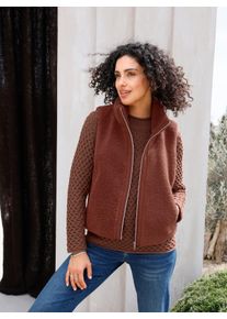 Damen Teddyweste mit seitlichen Taschen in rotbraun ,Gr&ouml;&szlig;e 44, WITT, 100% Polyester