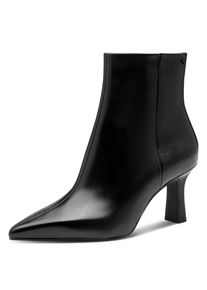 Stiefelette Tamaris, Damen, Gr. 38, schwarz, Glattleder, gl&auml;nzend, unifarben, Schuhe Stiefelette, Trichterabsatz, Ankleboots mit zweckm&auml;&szlig;igem Innenrei&szlig;verschluss