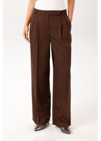 Anzughose Aniston CASUAL, Damen, Gr. 46, N-Gr, braun (braunmeliert, wollwei&szlig;), Web, Obermaterial: 97% Polyester, 3% Viskose, Nadelstreifen, meliert, l&auml;ssig geschnitten lang, Hosen Anzughose, im edlen Nadelstreifen-Dessin - NEUE KOLLEKTION