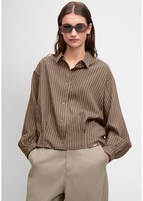 Hemdbluse Cinque "CITERNO", Damen, Gr. 40, braun, Web, Obermaterial: 85% Viskose, 15% Polyamid, gestreift, h&uuml;ftlang, 1-Knopf-Manschette, Blusen Hemdbluse, in leicht verk&uuml;rzter L&auml;nge