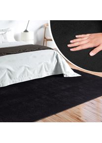 Teppich MERINOS "Loft 37, Kunstfellteppich", schwarz, B:60cm H:16mm L:110cm, Polyester, Teppiche, Teppich, weich und kuschelig, Fell Haptik, Anti-Rutsch-Unterseite