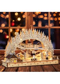 Monzana Weihnachts LED Schwibbogen Winterdorf